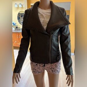 Kut Vegan Leather Jacket Brown Small NWT